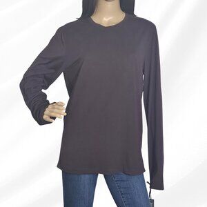 2/$30 MPG Coffee Color Dynamic Crew Neck Long Sleeve Shirt Size S NWT